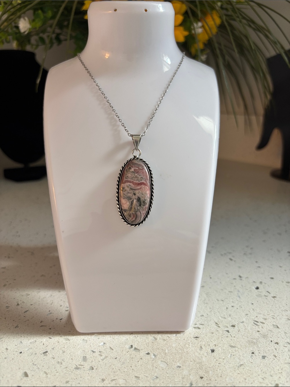 Rhodochrosite Gemstone Handmade Pendant Necklace